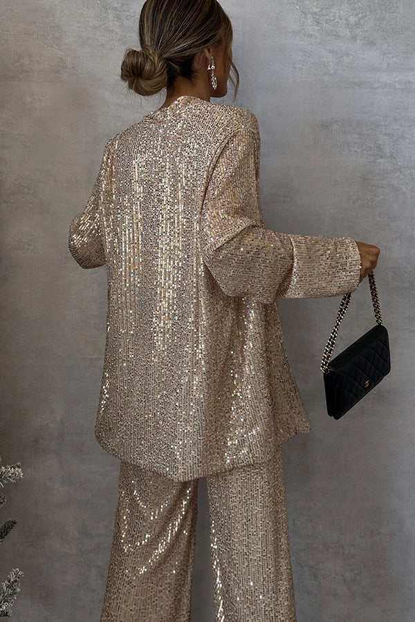 Glimmer® | Sequin Wide-Leg Pantsuit