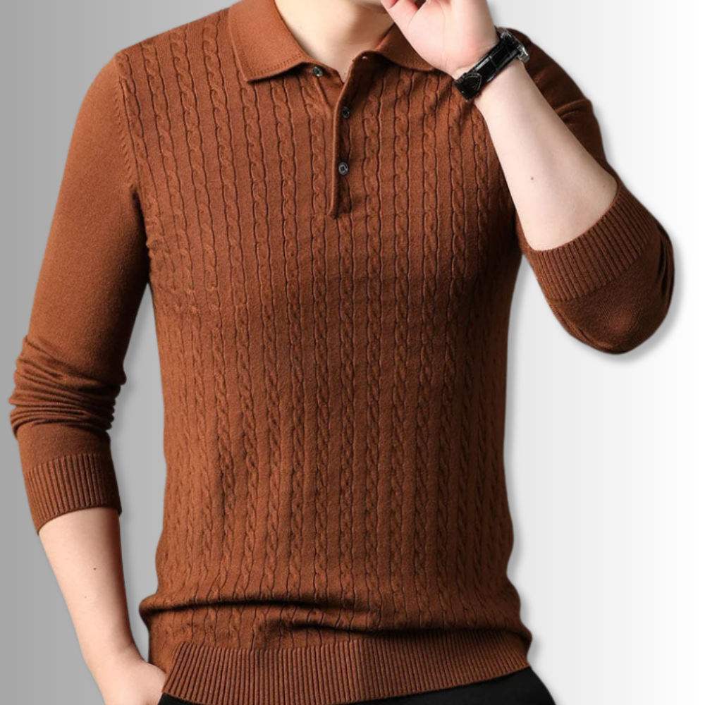 Arlo® | Cable Knit Polo Sweater