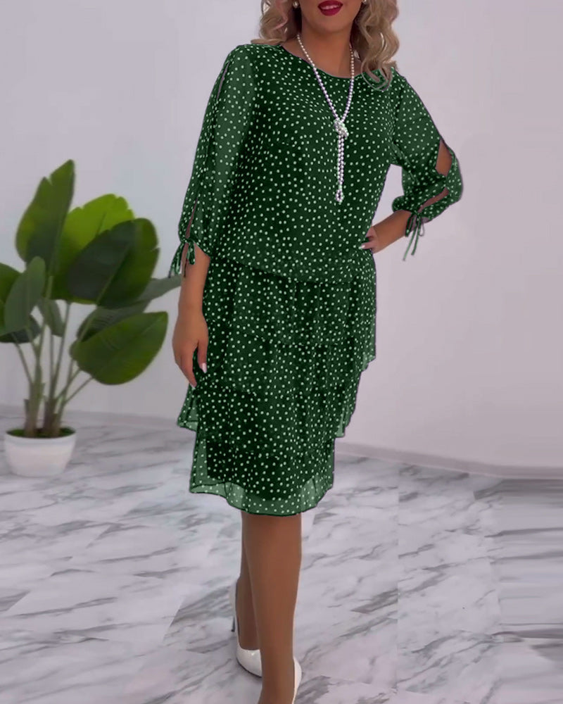 Celeste® | Polka Dot Layered Chiffon Dress