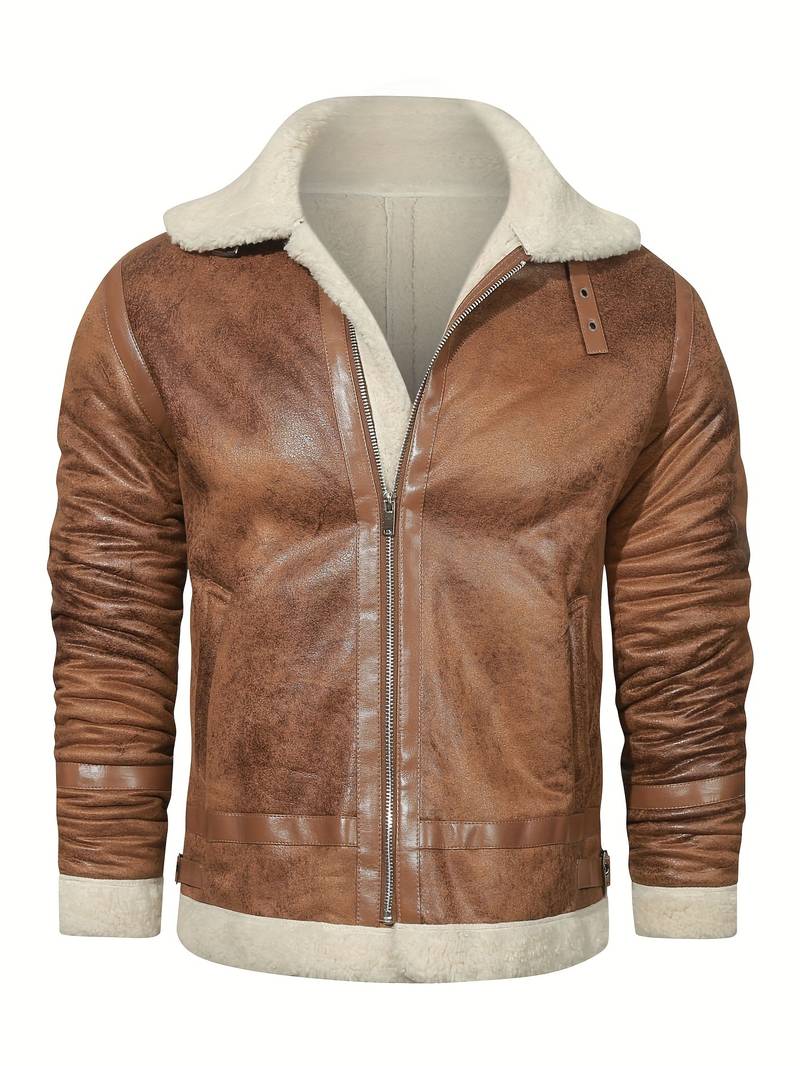 Daybreak Dreams® | The Distressed Brown Shearling Bomber Jacket