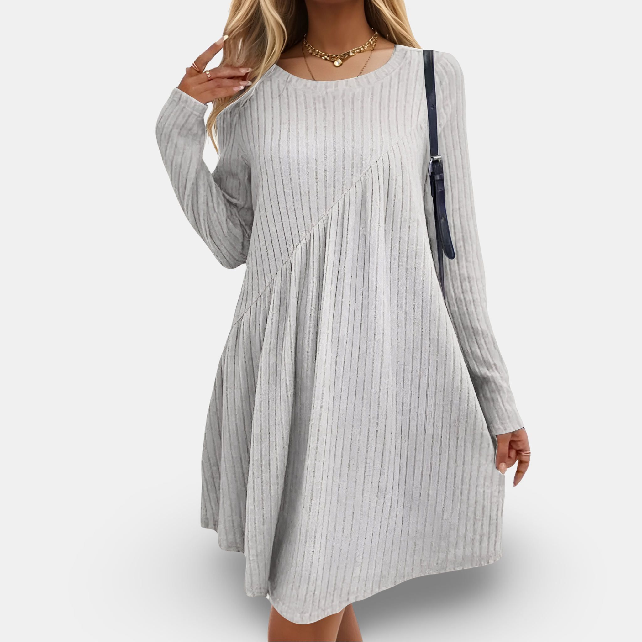 Evelyn® | Elegant Striped Day Dress